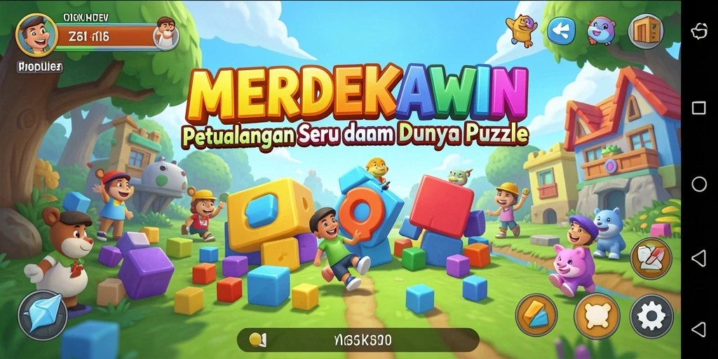 Screenshot gameplay MERDEKAWIN menampilkan berbagai teka-teki menarik.