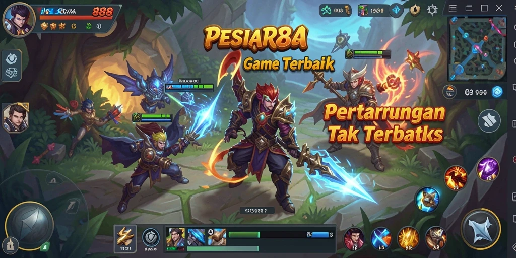 Screenshot yang menampilkan aksi seru dalam game PESIAR88 MOBA.