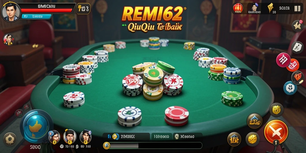 Screenshot gameplay REMI62 menampilkan momen seru saat bermain QiuQiu.