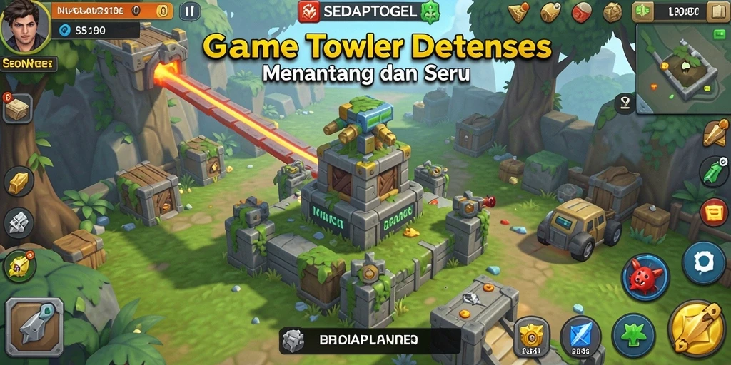 Tampilan gameplay SEDAPTOGEL dengan menara dan musuh yang menantang.