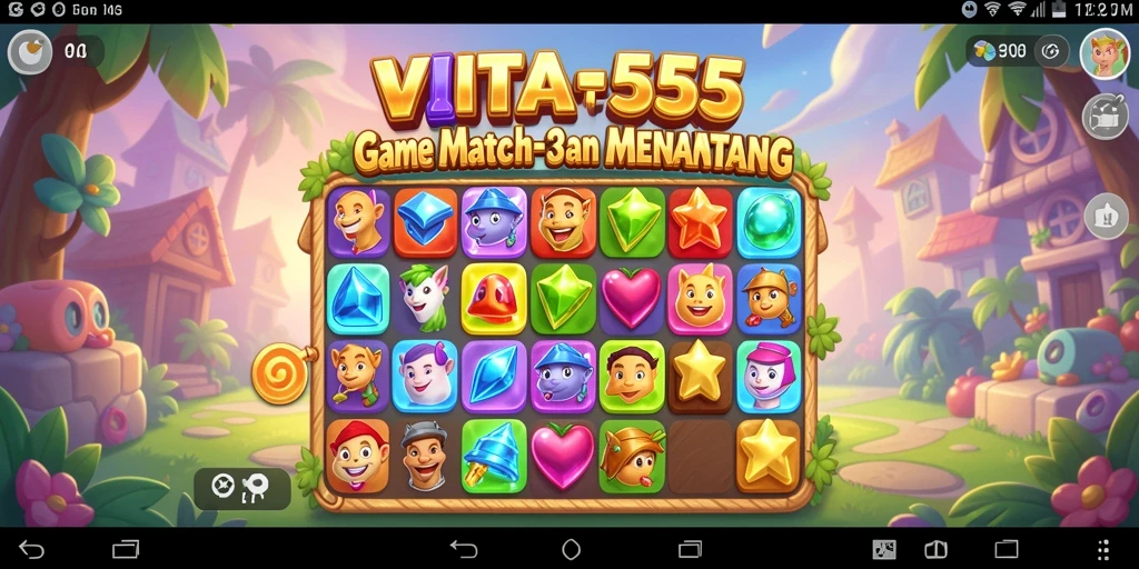 Screenshot gameplay VITA555 menampilkan keseruan mencocokkan buah warna-warni.